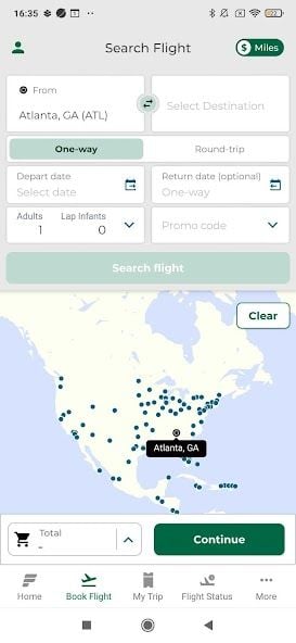 Frontier Airlines screenshot